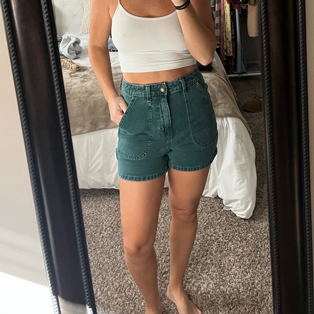green denim cargo short